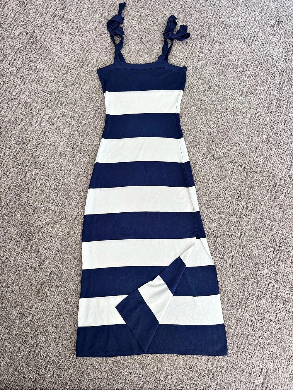 Striped Nautical Maxi Dress in Blue & White Stripe